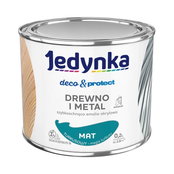 JEDYNKA DECO&PROTECT DREWNO I METAL MAT TURKUSOWY 0,2L 