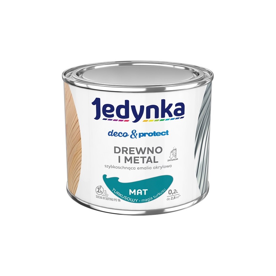 JEDYNKA DECO&PROTECT DREWNO I METAL MAT TURKUSOWY 0,2L 