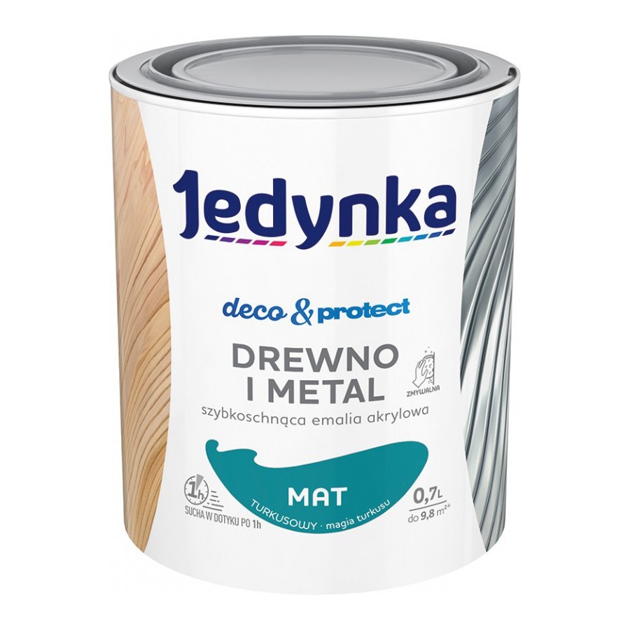 JEDYNKA DECO&PROTECT DREWNO I METAL MAT TURKUSOWY 0,7L 