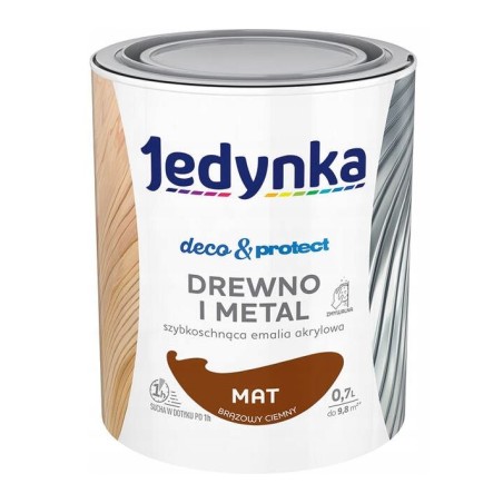 JEDYNKA DECO&PROTECT DREWNO I METAL MAT BRĄZOWY 0,7L 