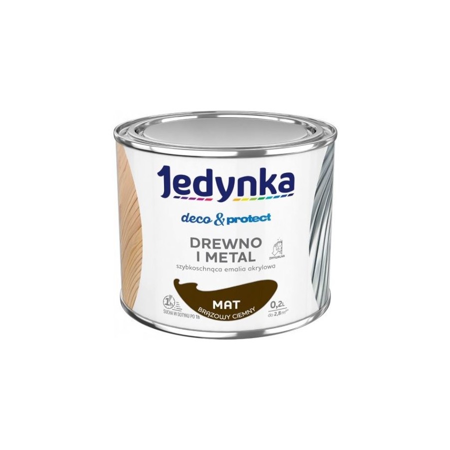 JEDYNKA DECO&PROTECT DREWNO I METAL MAT BRĄZOWY CIEMNY 0,2L 