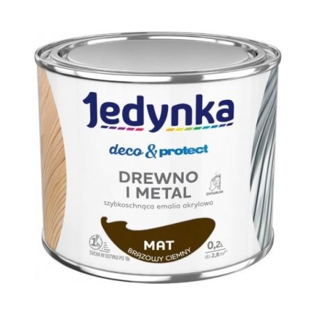 JEDYNKA DECO&PROTECT DREWNO I METAL MAT BRĄZOWY CIEMNY 0,2L 