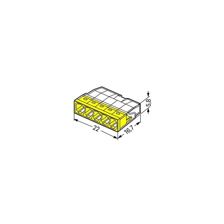 SZYBKOZŁĄCZKA WAGO 2273-205 5X0,5-2,5 MM2 ŻÓŁTA 5 SZTUK 