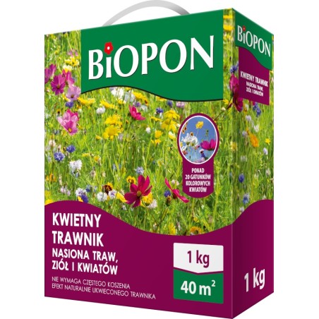 KWIETNY TRAWNIK - MIESZANKA NASION TRAW, ZIÓŁ I KWIAT 1KG 