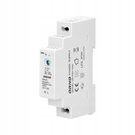 ZASILACZ NA SZYNĘ DIN 12VDC, 1,25A, 15W, SZEROKOŚĆ 1 MODUŁ - OR-PSU-1642.