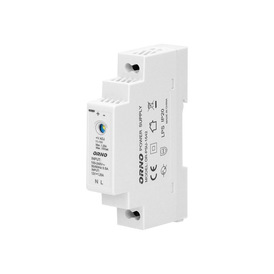 ZASILACZ NA SZYNĘ DIN 12VDC, 1,25A, 15W, SZEROKOŚĆ 1 MODUŁ - OR-PSU-1642.