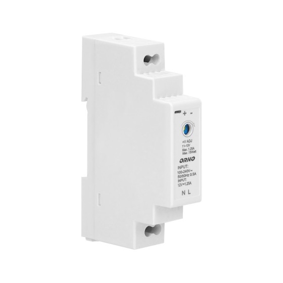 ZASILACZ NA SZYNĘ DIN 12VDC, 1,25A, 15W, SZEROKOŚĆ 1 MODUŁ - OR-PSU-1642.