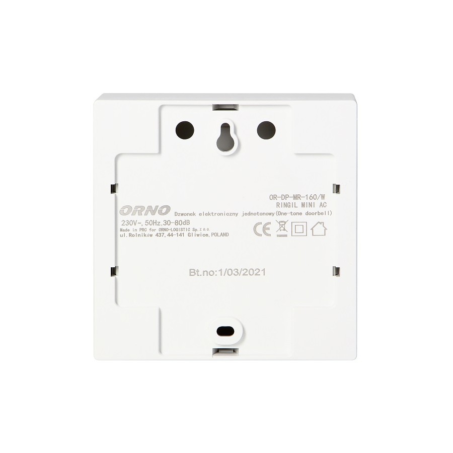 DZWONEK ELEKTRONICZNY JEDNOTONOWY 230V BIAŁY RINGIL MINI - OR-DP-MR-160/W.