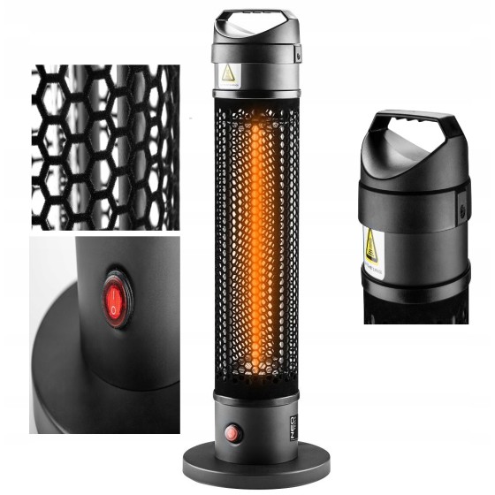 PROMIENNIK STOJĄCY 1000W, IP44, ELEMENT GRZEJNY CARBON FIBER