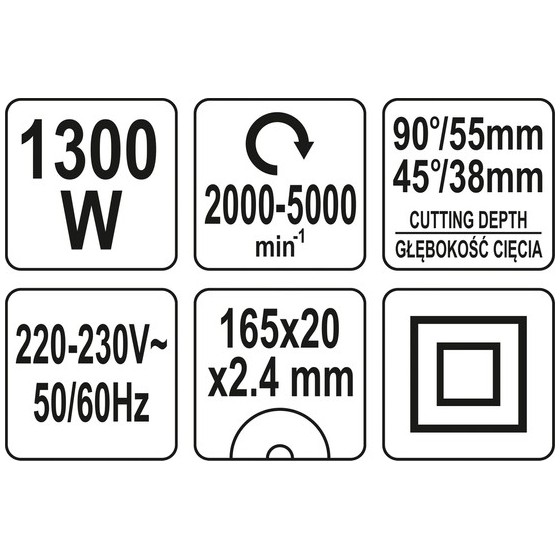 ZAGŁĘBIARKA 1300W 165MM - YT-82168.