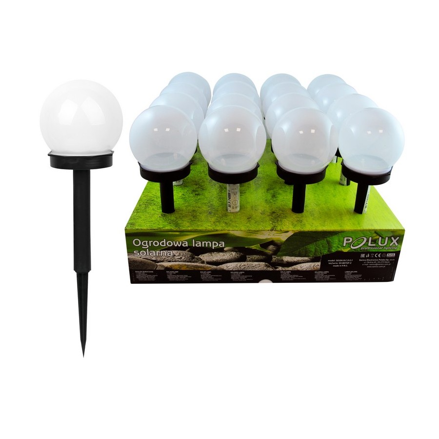 LAMPA SOLARNA 6500K LED KULA BIAŁA PLASTIK CZARNY 