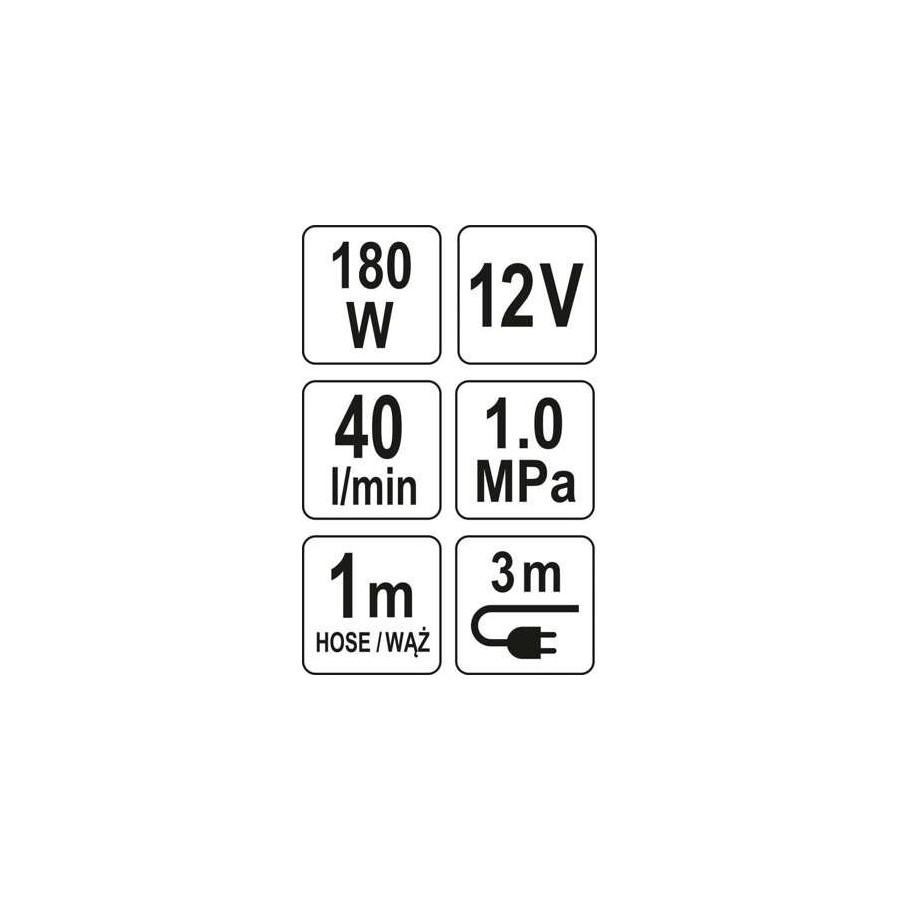 KOMPRESOR SAMOCHODOWY Z LAMPĄ LED 180W - YT-73460.