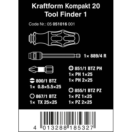 ZESTAW WKRĘTAKÓW KRAFTFORM KOMPAKT TOOL FINDER+ETUI, 7CZ - 05051016001.