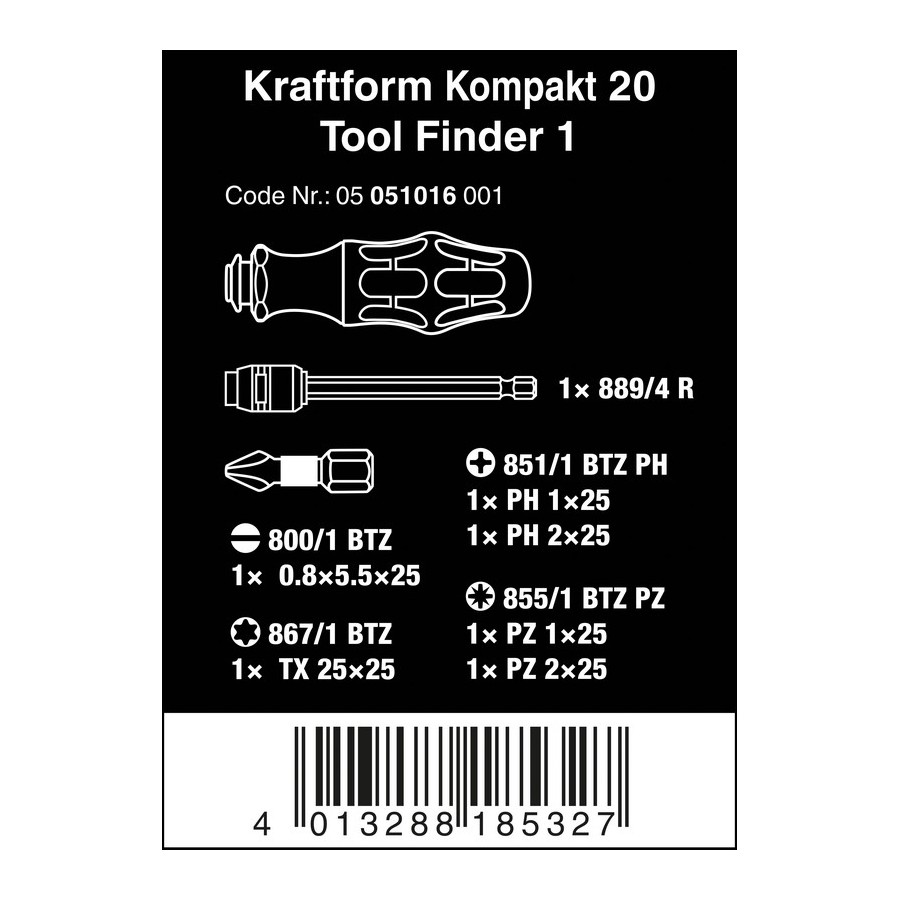 ZESTAW WKRĘTAKÓW KRAFTFORM KOMPAKT TOOL FINDER+ETUI, 7CZ - 05051016001.