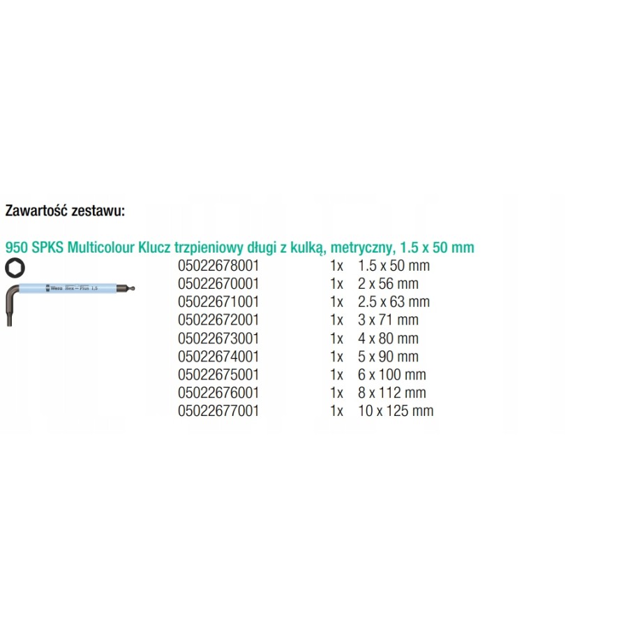 ZESTAW KLUCZY TRZPIENIOWYCH 950/9 HEX-PLUS MULTICOLOUR - 05133164001.