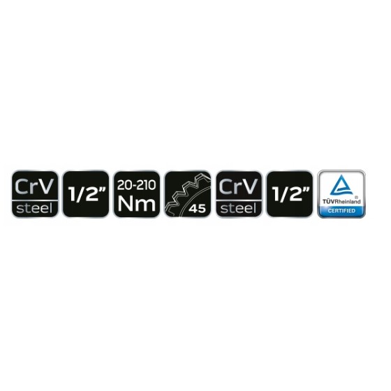 KLUCZ DYNAMOMETRYCZNY 1/2'' 20-210NM - 08-827.