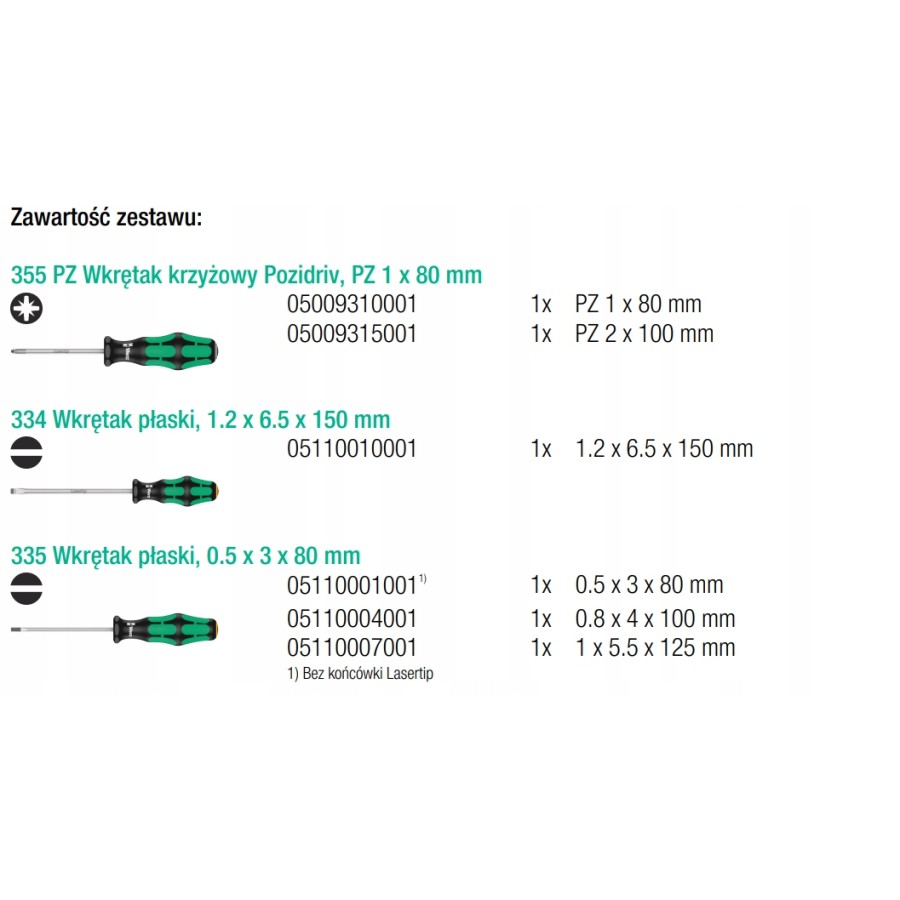 ZESTAW WKRĘTAKÓW KRAFTFORM LASERTIP + WIESZAK, 6CZ - 05105656001.