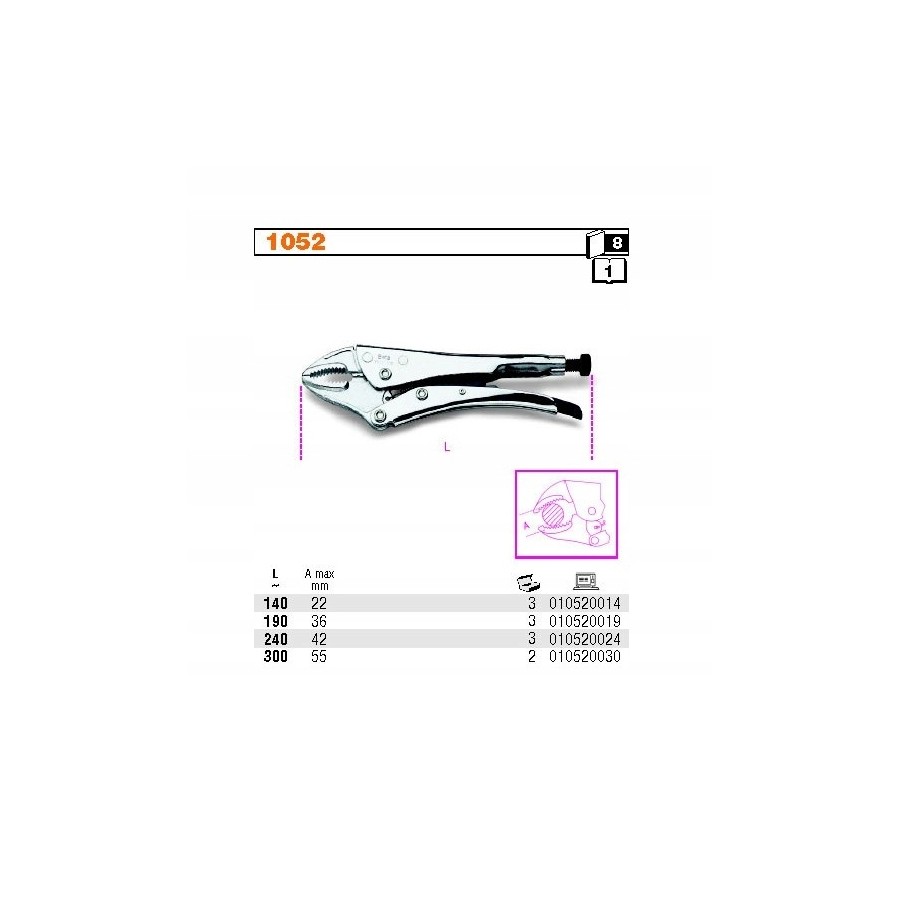 SZCZYPCE NASTAWNE SAMOBLOKUJĄCE 240MM - BE1052/240.