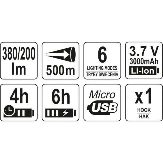 LATARKA/SZPERACZ WIELOFUNKCYJNY 3W1 380LM - YT-08547.