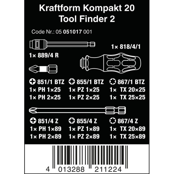 ZESTAW WKRĘTAKÓW KRAFTFORM KOMPAKT TOOL FINDER 2, 13CZ. 