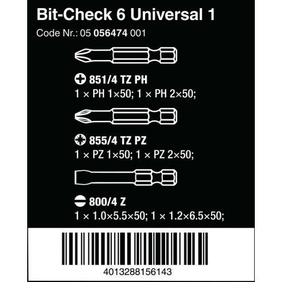 ZESTAW BIT-CHECK 6 UNIVERSAL 2, 6CZ. - 05056473001.