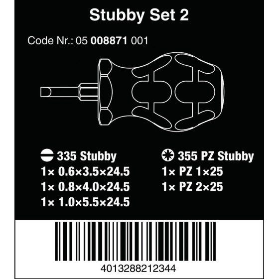 ZESTAW WKRĘTAKÓW STUBBY SET 2, 5 CZĘŚCI - 05008871001.