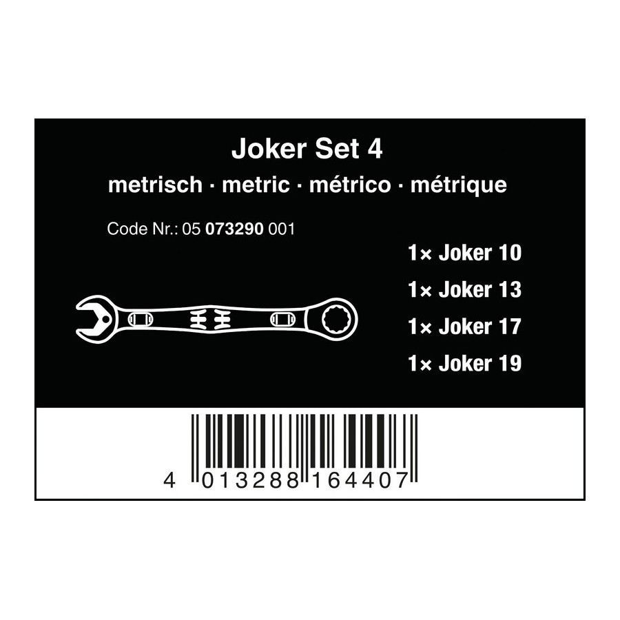 ZESTAW KLUCZY PŁASKO-OCZKOWYCH Z GRZECHOTKĄ 6000 JOKER 4SZT.