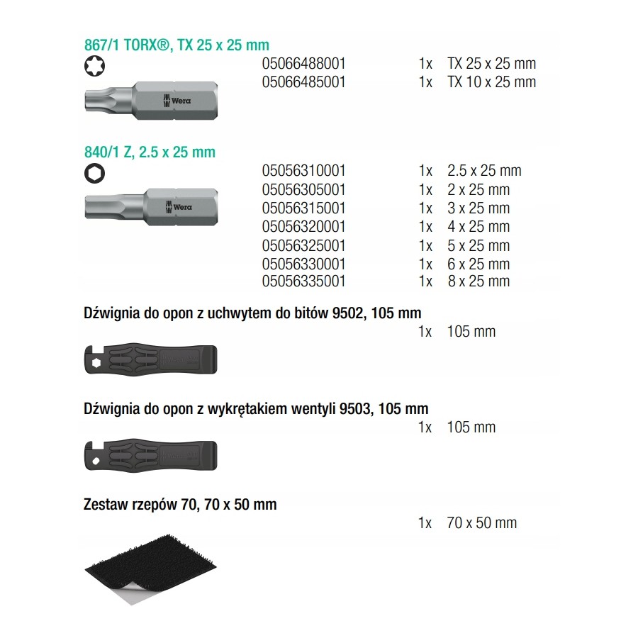 ZESTAW WKRĘTAKÓW BICYCLE SET 1, 14 CZĘŚĆ - 05004170001.