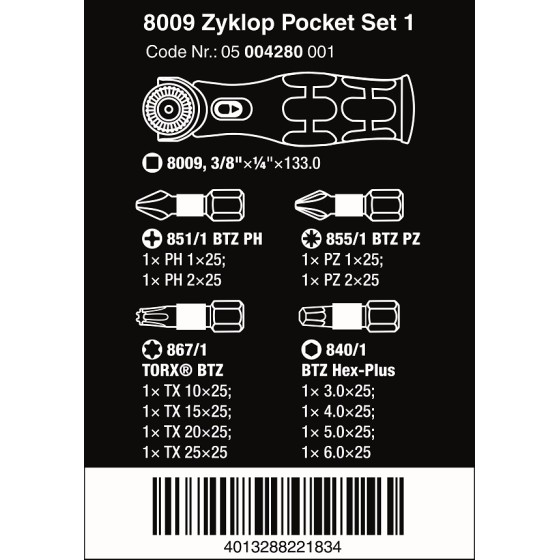 ZESTAW ZYKLOP POCKET SET 1, 13CZ. - 05004280001.