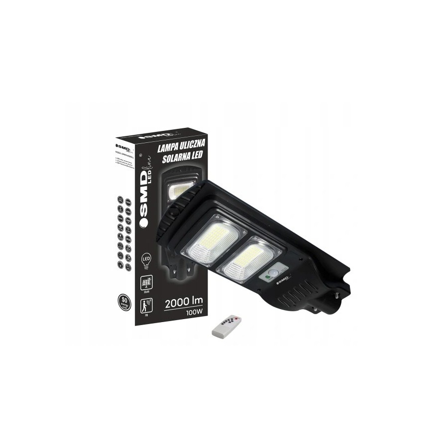 LAMPA LED ULICZNA SOLARNA 100W 6000K IP65 2000LM - OPRP4458SLL SMD.