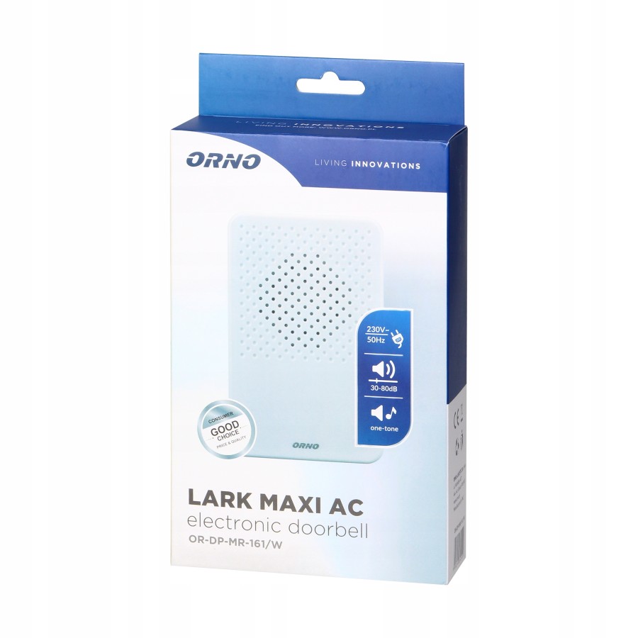 DZWONEK PRZEWODOWY ELEKTRONICZNY ORNO LARK MAXI AC BIAŁY - OR-DP-MR-161/W.