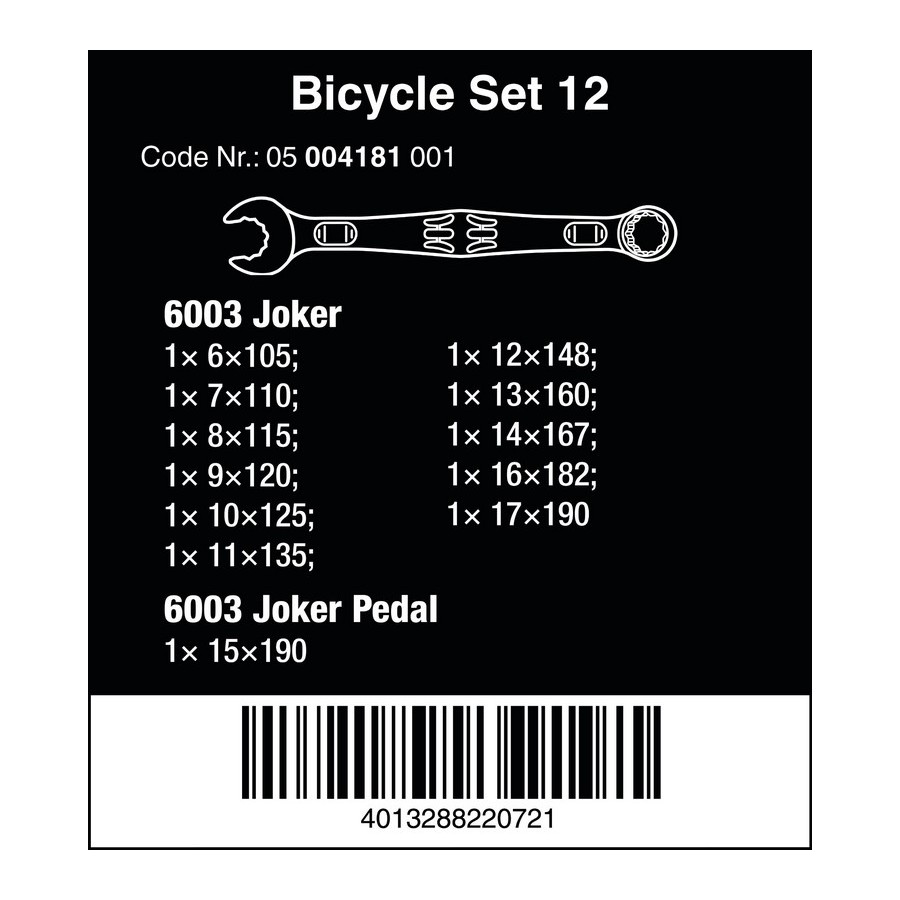 ZESTAW KLUCZY PŁASKO-OCZKOWYCH BICYCLE SET 12SZT. 