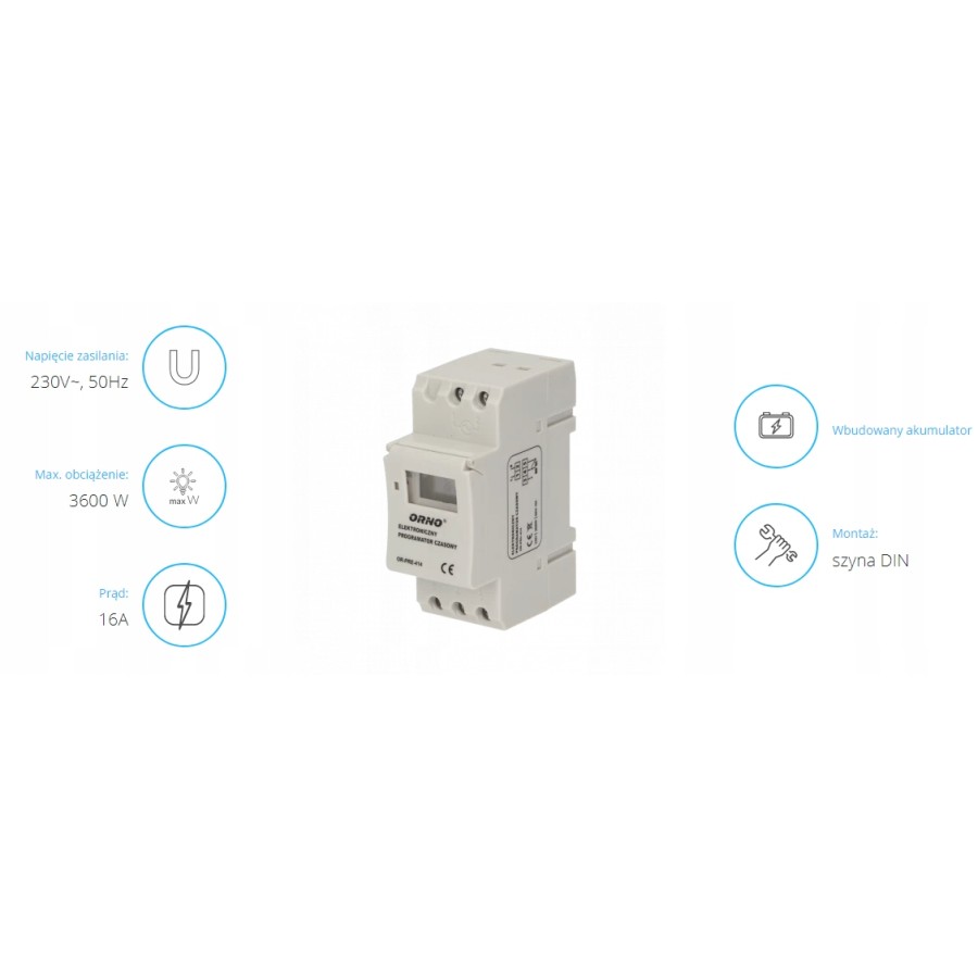 PROGRAMATOR CZASOWY NA SZYNĘ DIN - OR-PRE-414.