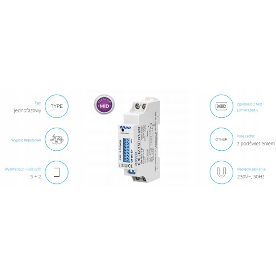 1-FAZOWY LICZNIK ENERGII ELEKTRYCZNEJ PODŚWIETLANY 40A - OR-WE-521.