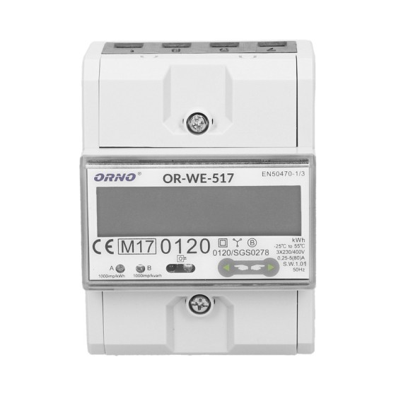 3-FAZOWY LICZNIK ENERGII ELEKTRYCZNEJ 80A RS485 MID - OR-WE-517.