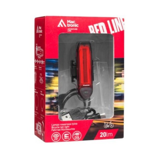 LAMPA ROWEROWA TYLNA 20LM ŁADOWALNA - ABR0021.