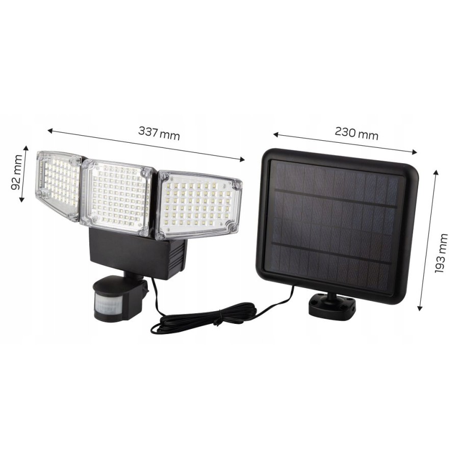 LAMPA SOLARNA ŚCIENNA POTRÓJNA LED 1000LM - 99-089.