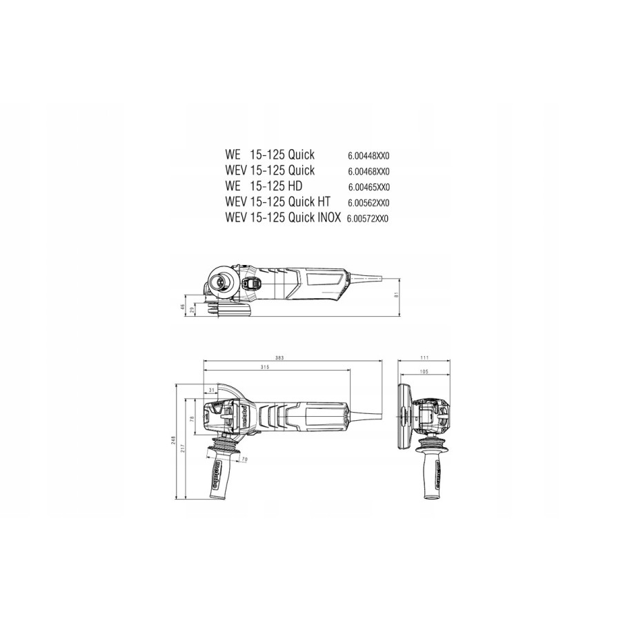 SZLIFIERKA KĄTOWA 125MM WEV 15-125 QUICK - 600468000.