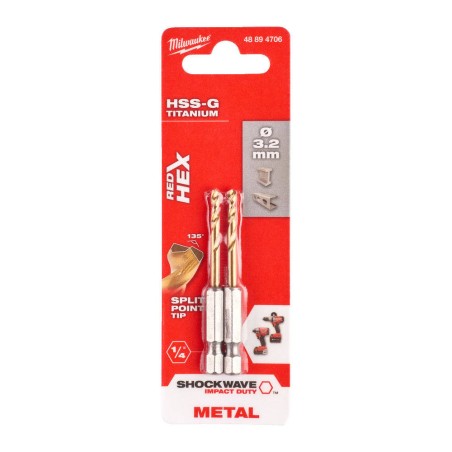 WIERTŁO DO METALU HSS-G TIN 3.2MM 2 SZT. - 48894706: