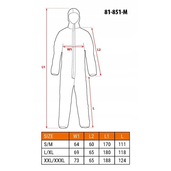 KOMBINEZON OCHRONNY PP+PE, ROZMIAR XXL/XXXL - 81-851-XXXL.