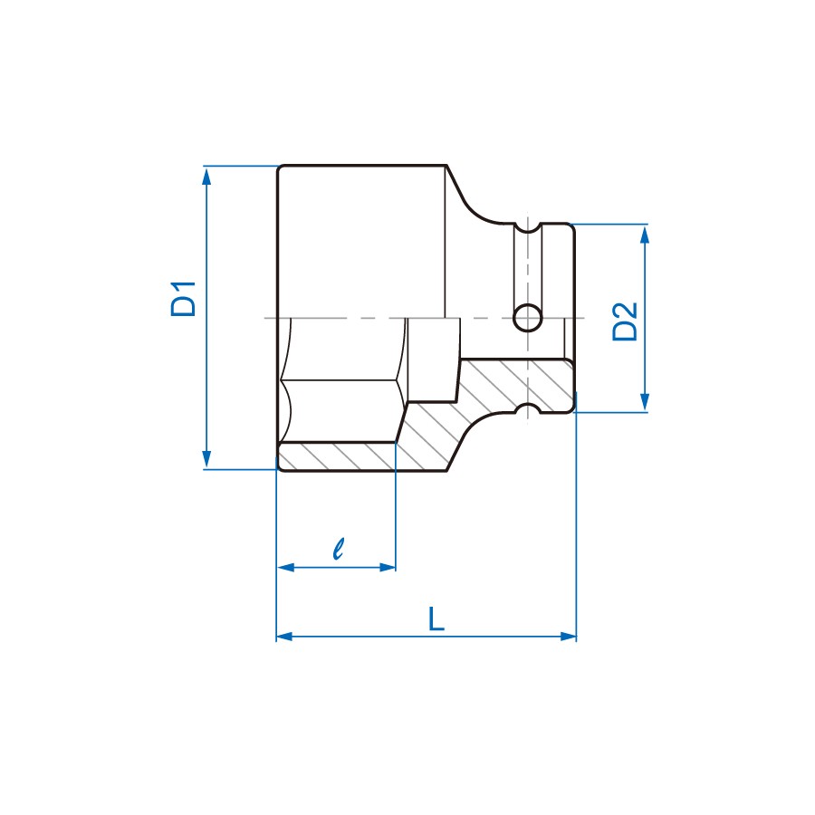 NASADKA KRÓTKA UDAROWA 6-KĄTNA 3/4'' CALOWA 1-1/8'' 53MM 