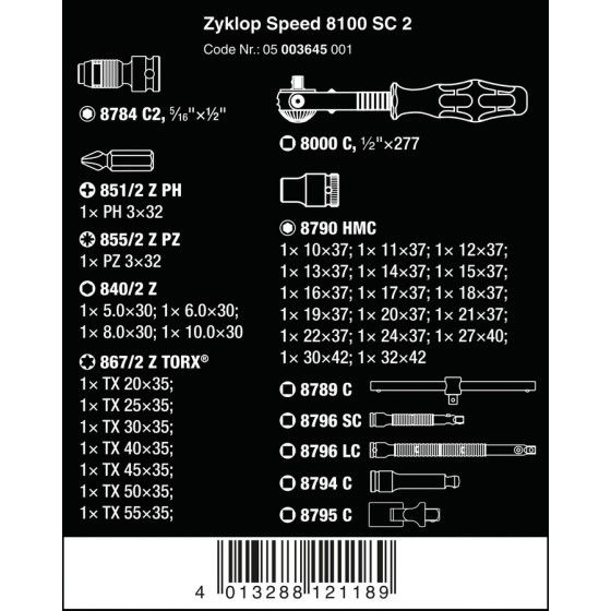 GRZECHOTKA ZYKLOP SPEED 1/2'' W ZESTAWIE METRYCZNYM, 37CZ. 