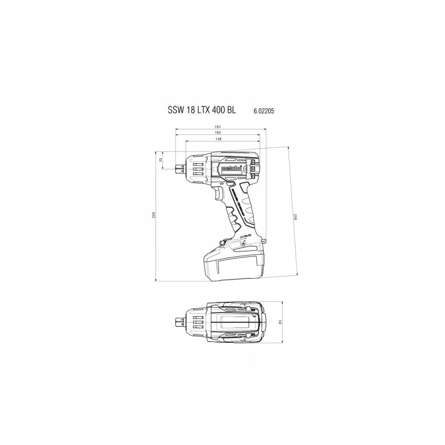 KLUCZ UDAROWY AKUMULATOROWY 1/2'' SSW 18 LTX 400 BL - 602205890.