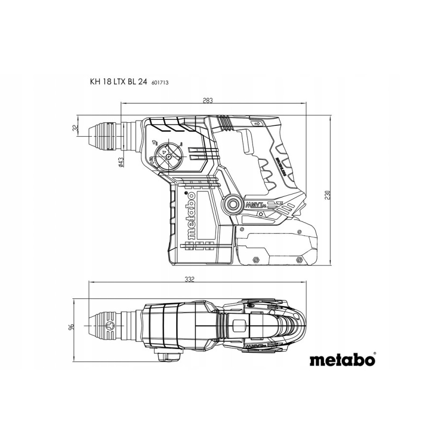 MŁOT UDAROWY OBROTOWY AKUMULATOROWY KH 18 LTX BL 24 - 601713840.