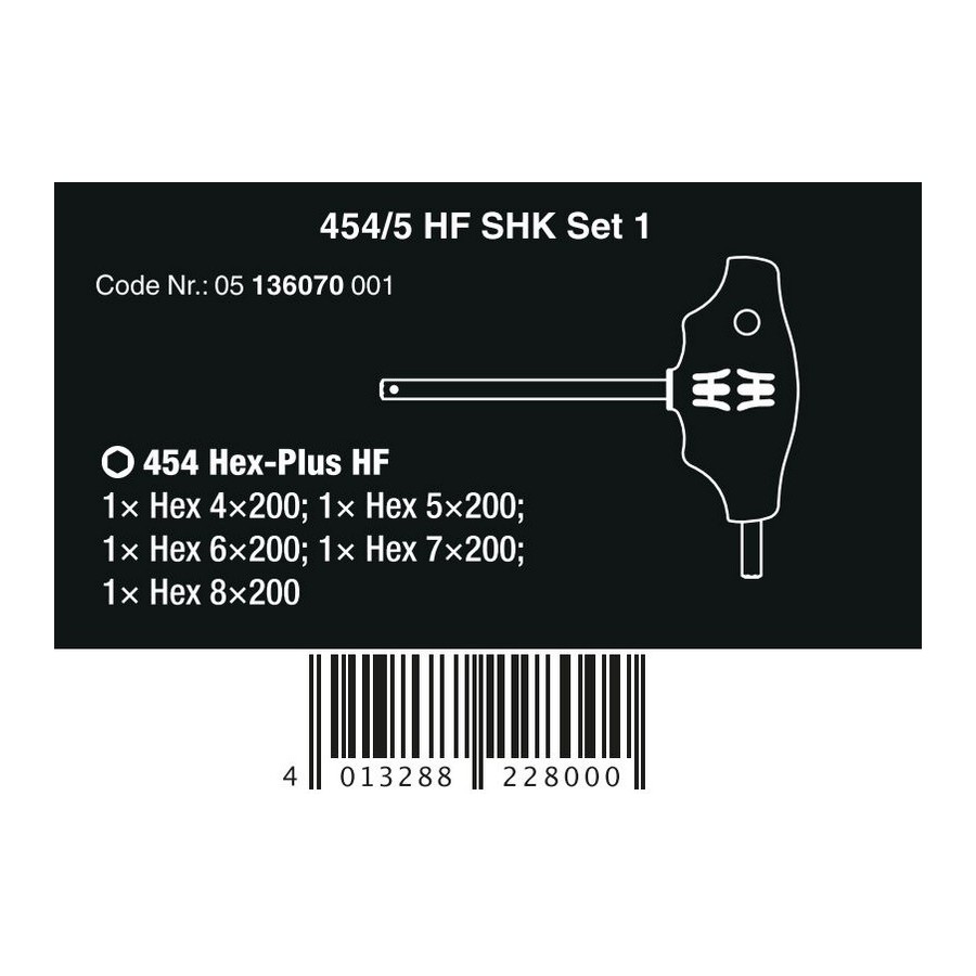 ZESTAW WKRĘTAKÓW PROFIL HEX PLUS W 454/5 HF SHK SET 1, 5CZ. - 05136070001.