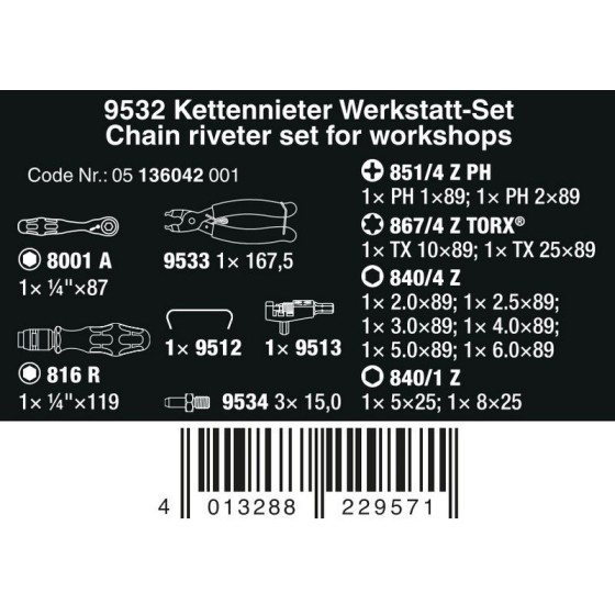 ZESTAW KRAFTFORM KOMPAKT 9532 Z NITOWNICĄ DO ŁAŃCUCHÓW,20CZ - 05136042001.