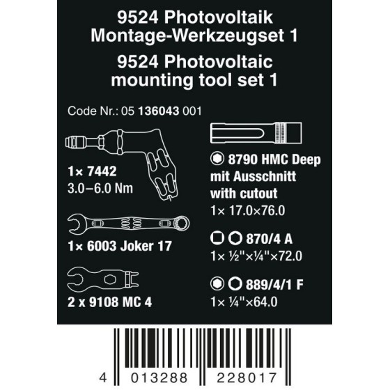 ZESTAW KRAFTFORM SERIA 7400, 9524 SET 1, 7 CZĘŚĆ - 05136043001.