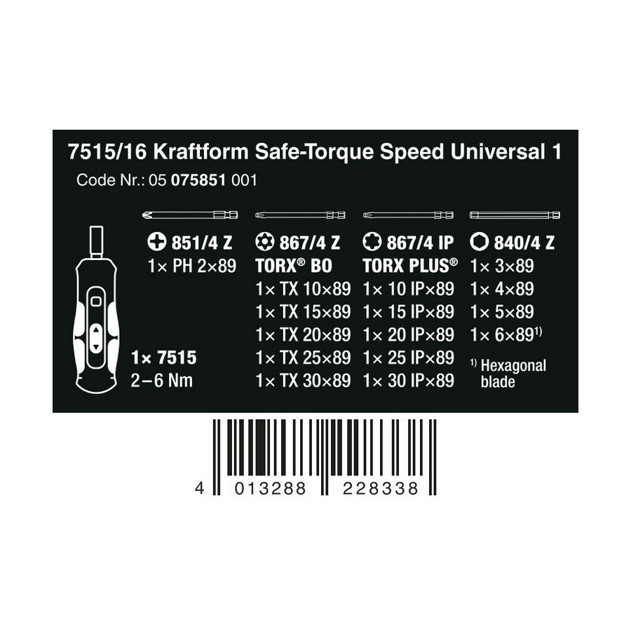 WKRĘTAK DYNAMOMETR. SAFE-TORQUE SPEED UNIWERSA1,7515/16,16CZ