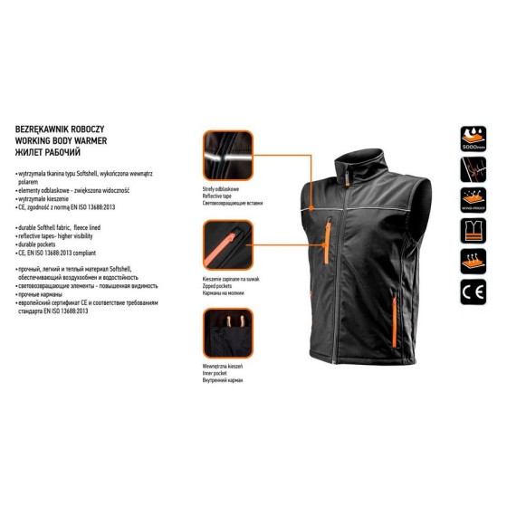 BEZRĘKAWNIK ROBOCZY SOFTSHELL ROZMIAR XL - 81-532-XL.