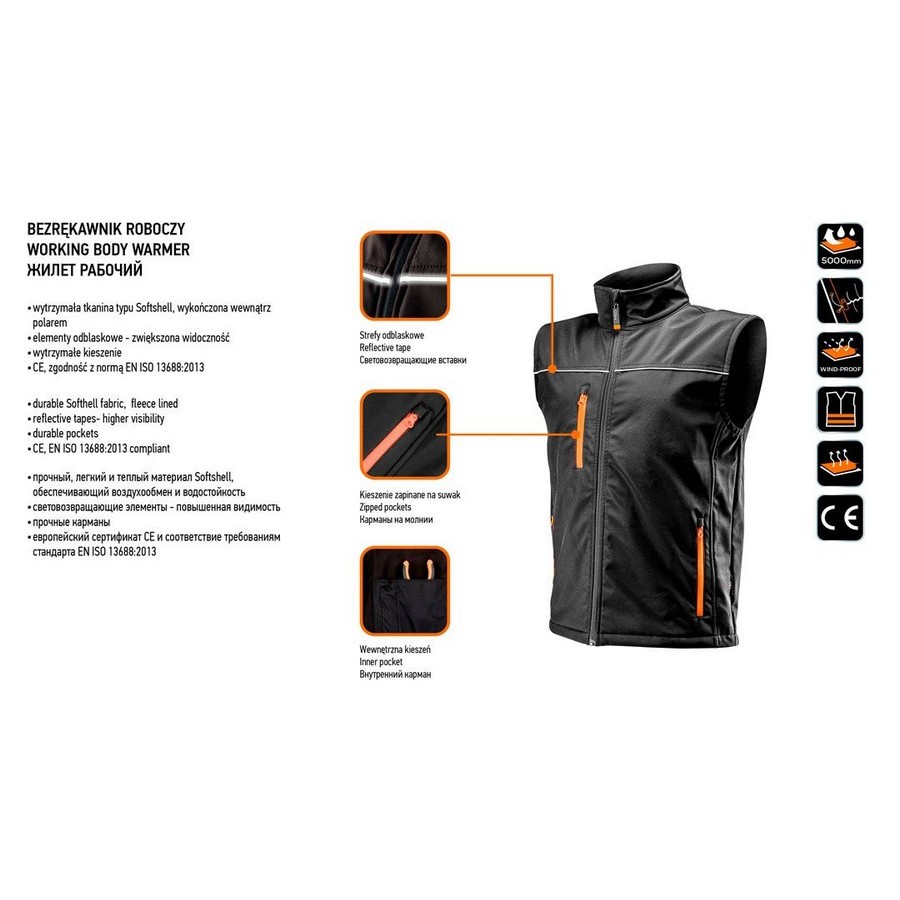 BEZRĘKAWNIK ROBOCZY SOFTSHELL ROZMIAR XL - 81-532-XL.